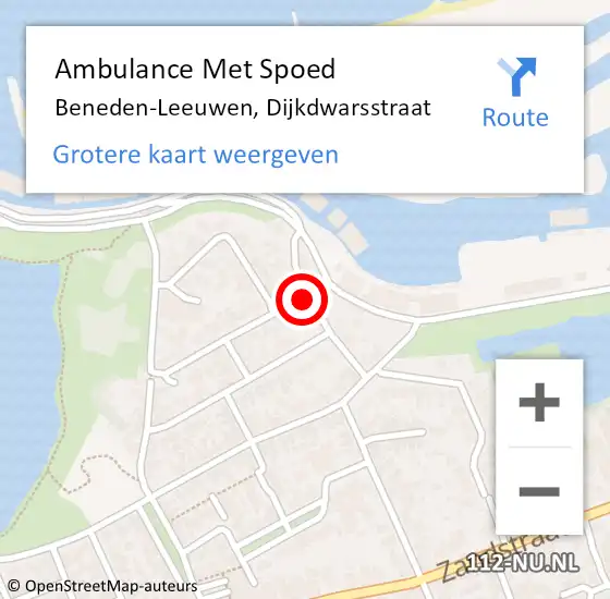 Locatie op kaart van de 112 melding: Ambulance Met Spoed Naar Beneden-Leeuwen, Dijkdwarsstraat op 15 november 2021 01:03