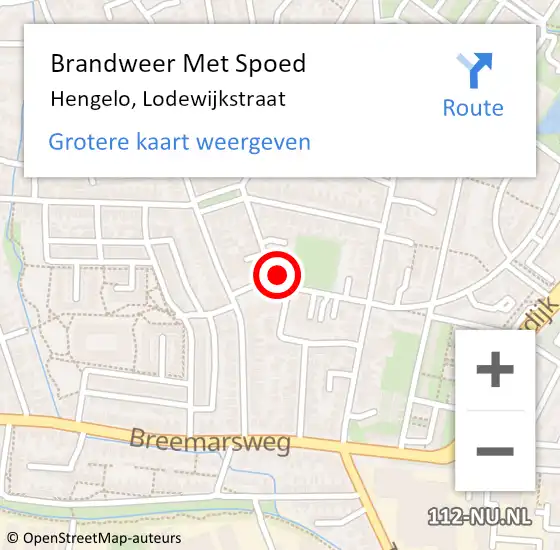 Locatie op kaart van de 112 melding: Brandweer Met Spoed Naar Hengelo, Lodewijkstraat op 15 november 2021 01:49