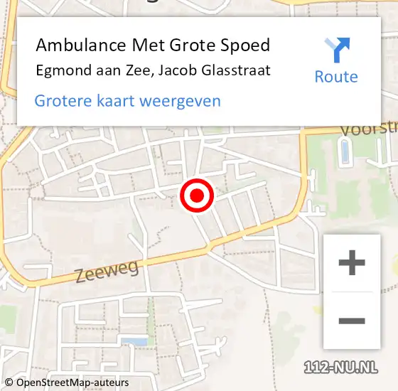 Locatie op kaart van de 112 melding: Ambulance Met Grote Spoed Naar Egmond aan Zee, Jacob Glasstraat op 15 november 2021 01:55