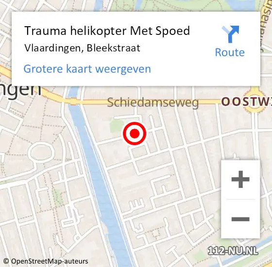 Locatie op kaart van de 112 melding: Trauma helikopter Met Spoed Naar Vlaardingen, Bleekstraat op 15 november 2021 02:12