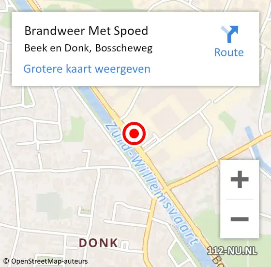 Locatie op kaart van de 112 melding: Brandweer Met Spoed Naar Beek en Donk, Bosscheweg op 15 november 2021 02:34