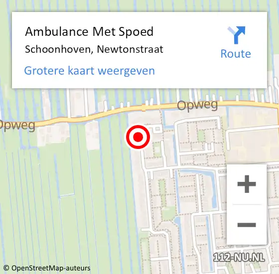 Locatie op kaart van de 112 melding: Ambulance Met Spoed Naar Schoonhoven, Newtonstraat op 15 november 2021 02:38