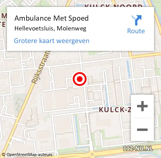 Locatie op kaart van de 112 melding: Ambulance Met Spoed Naar Hellevoetsluis, Molenweg op 15 november 2021 02:49