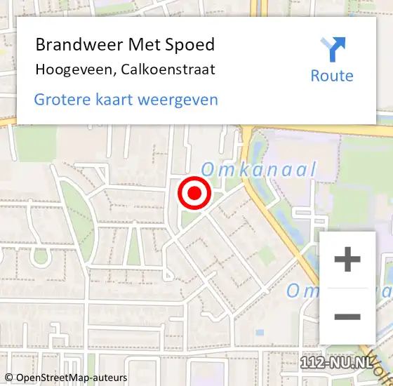 Locatie op kaart van de 112 melding: Brandweer Met Spoed Naar Hoogeveen, Calkoenstraat op 15 november 2021 03:11