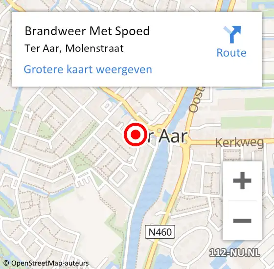 Locatie op kaart van de 112 melding: Brandweer Met Spoed Naar Ter Aar, Molenstraat op 15 november 2021 03:30