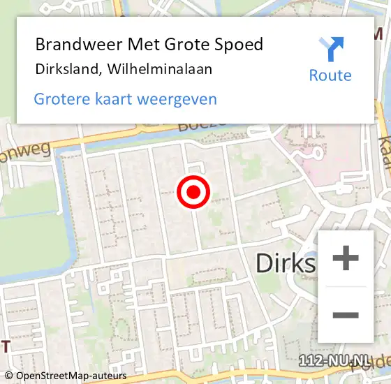 Locatie op kaart van de 112 melding: Brandweer Met Grote Spoed Naar Dirksland, Wilhelminalaan op 15 november 2021 04:34