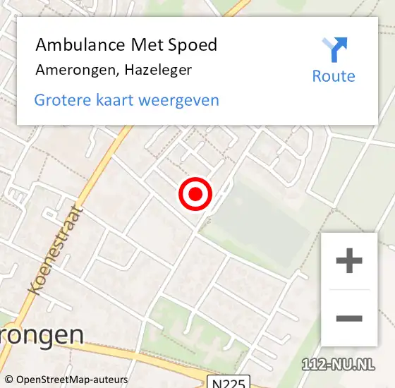 Locatie op kaart van de 112 melding: Ambulance Met Spoed Naar Amerongen, Hazeleger op 29 juni 2014 11:39