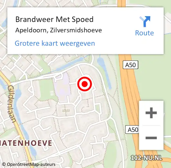 Locatie op kaart van de 112 melding: Brandweer Met Spoed Naar Apeldoorn, Zilversmidshoeve op 15 november 2021 05:24