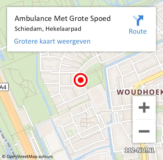 Locatie op kaart van de 112 melding: Ambulance Met Grote Spoed Naar Schiedam, Hekelaarpad op 15 november 2021 05:40