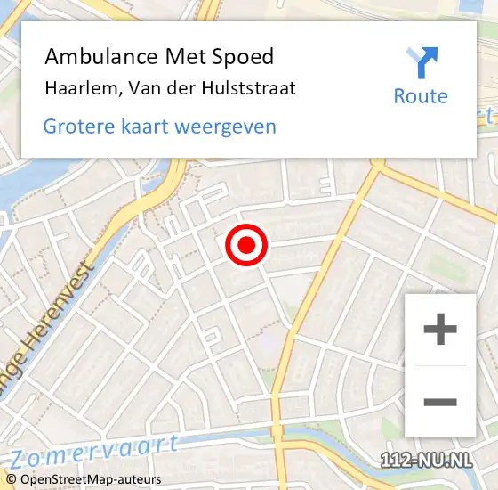 Locatie op kaart van de 112 melding: Ambulance Met Spoed Naar Haarlem, Van der Hulststraat op 15 november 2021 05:42