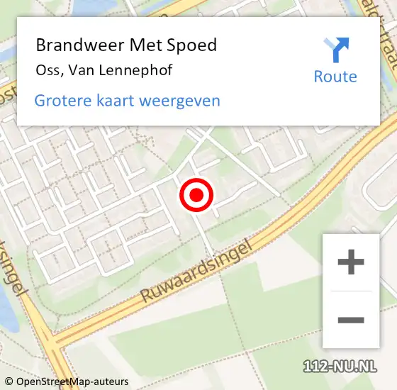 Locatie op kaart van de 112 melding: Brandweer Met Spoed Naar Oss, Van Lennephof op 15 november 2021 06:23