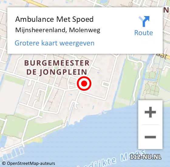 Locatie op kaart van de 112 melding: Ambulance Met Spoed Naar Mijnsheerenland, Molenweg op 15 november 2021 06:32