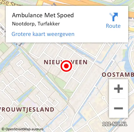 Locatie op kaart van de 112 melding: Ambulance Met Spoed Naar Nootdorp, Turfakker op 15 november 2021 07:05