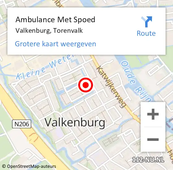 Locatie op kaart van de 112 melding: Ambulance Met Spoed Naar Valkenburg, Torenvalk op 15 november 2021 07:18