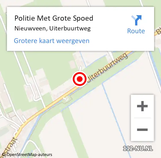 Locatie op kaart van de 112 melding: Politie Met Grote Spoed Naar Nieuwveen, Uiterbuurtweg op 15 november 2021 07:35