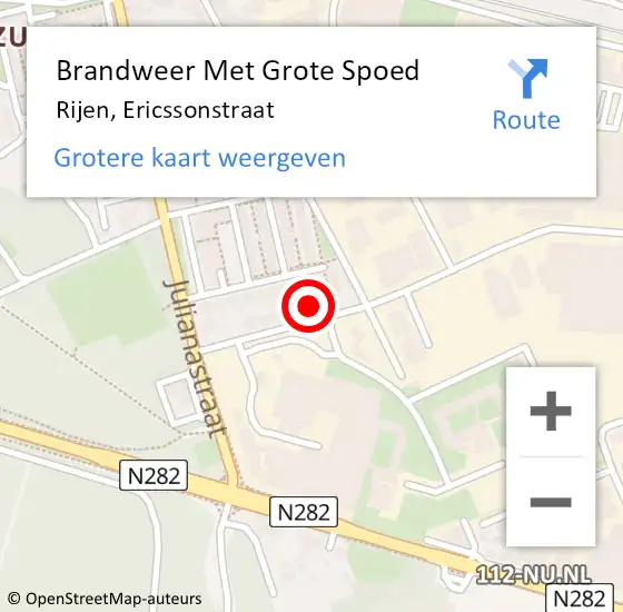 Locatie op kaart van de 112 melding: Brandweer Met Grote Spoed Naar Rijen, Ericssonstraat op 15 november 2021 07:44