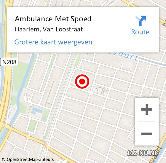 Locatie op kaart van de 112 melding: Ambulance Met Spoed Naar Haarlem, Van Loostraat op 15 november 2021 07:46