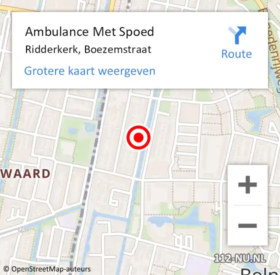 Locatie op kaart van de 112 melding: Ambulance Met Spoed Naar Ridderkerk, Boezemstraat op 15 november 2021 08:05