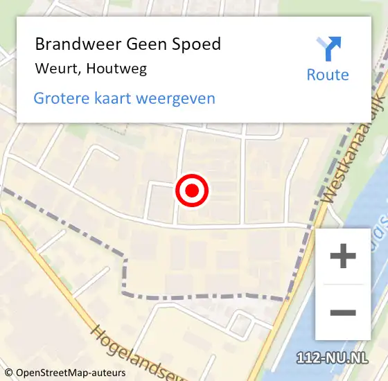 Locatie op kaart van de 112 melding: Brandweer Geen Spoed Naar Weurt, Houtweg op 15 november 2021 08:16