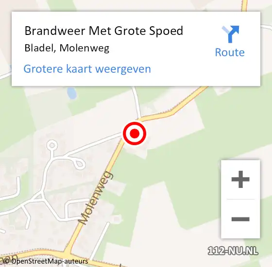 Locatie op kaart van de 112 melding: Brandweer Met Grote Spoed Naar Bladel, Molenweg op 15 november 2021 08:22