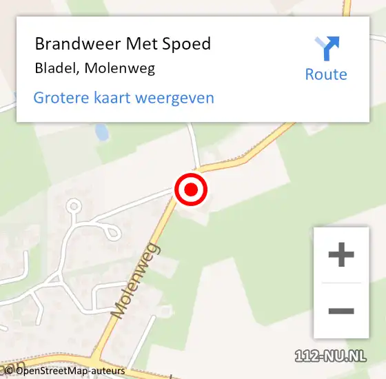 Locatie op kaart van de 112 melding: Brandweer Met Spoed Naar Bladel, Molenweg op 15 november 2021 08:27