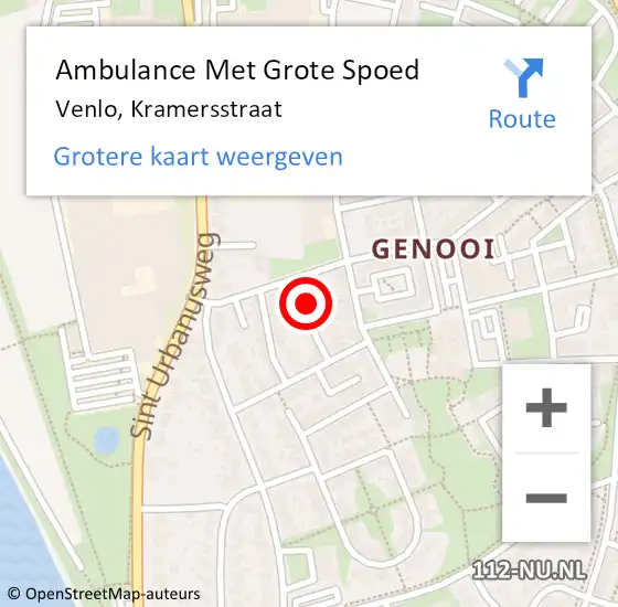 Locatie op kaart van de 112 melding: Ambulance Met Grote Spoed Naar Venlo, Kramersstraat op 29 juni 2014 11:55