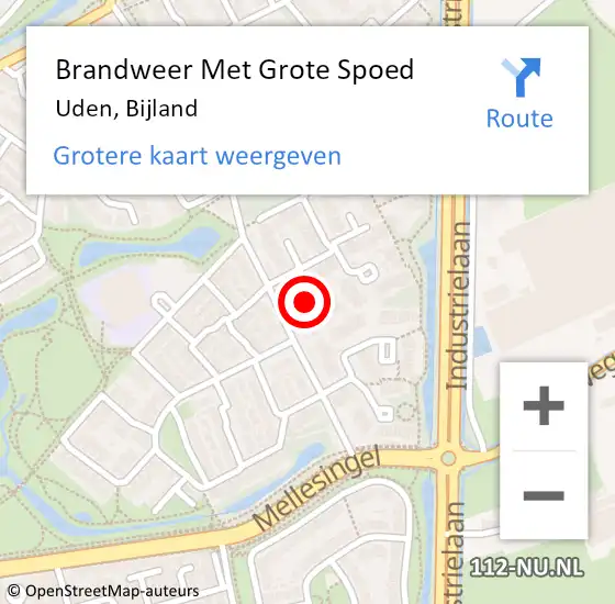 Locatie op kaart van de 112 melding: Brandweer Met Grote Spoed Naar Uden, Bijland op 15 november 2021 08:29