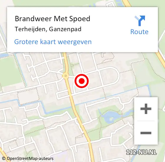 Locatie op kaart van de 112 melding: Brandweer Met Spoed Naar Terheijden, Ganzenpad op 15 november 2021 08:42