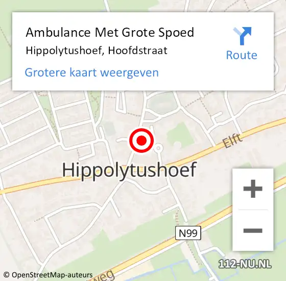 Locatie op kaart van de 112 melding: Ambulance Met Grote Spoed Naar Hippolytushoef, Hoofdstraat op 15 november 2021 08:48