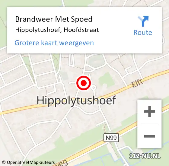 Locatie op kaart van de 112 melding: Brandweer Met Spoed Naar Hippolytushoef, Hoofdstraat op 15 november 2021 08:49