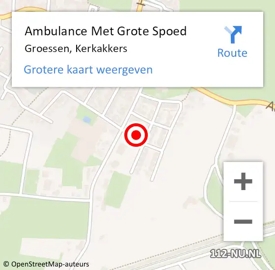Locatie op kaart van de 112 melding: Ambulance Met Grote Spoed Naar Groessen, Kerkakkers op 15 november 2021 09:12