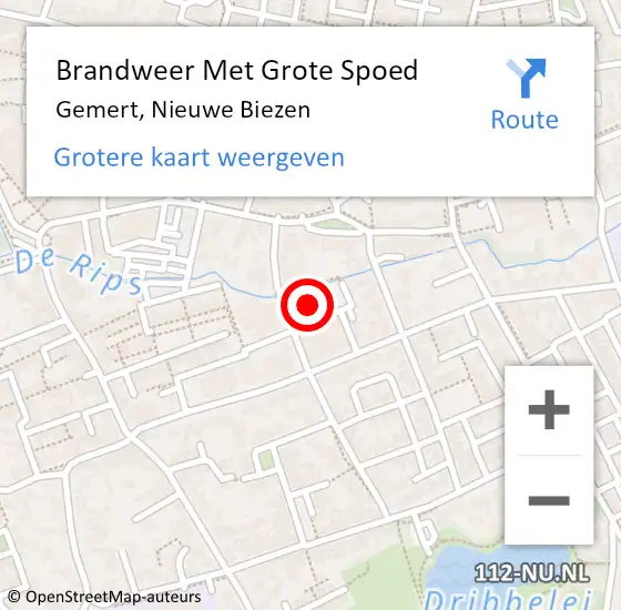 Locatie op kaart van de 112 melding: Brandweer Met Grote Spoed Naar Gemert, Nieuwe Biezen op 15 november 2021 09:24