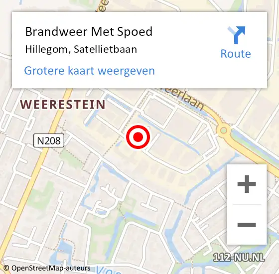 Locatie op kaart van de 112 melding: Brandweer Met Spoed Naar Hillegom, Satellietbaan op 15 november 2021 09:32