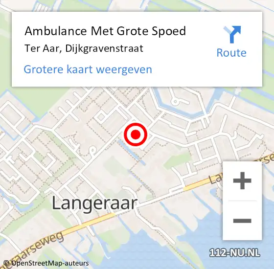 Locatie op kaart van de 112 melding: Ambulance Met Grote Spoed Naar Ter Aar, Dijkgravenstraat op 15 november 2021 09:36