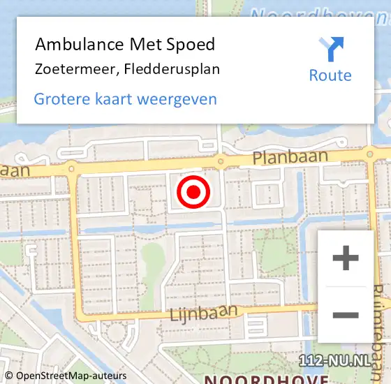 Locatie op kaart van de 112 melding: Ambulance Met Spoed Naar Zoetermeer, Fledderusplan op 15 november 2021 10:09