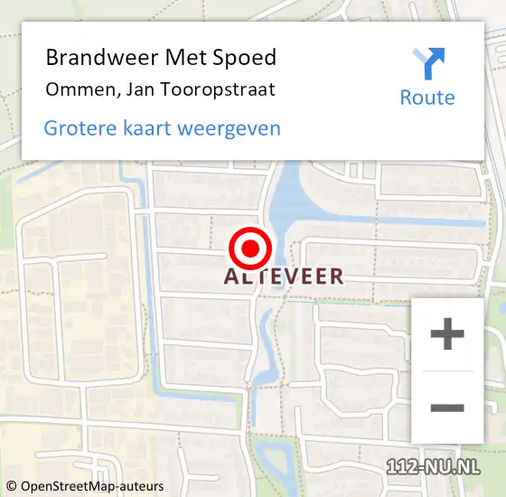 Locatie op kaart van de 112 melding: Brandweer Met Spoed Naar Ommen, Jan Tooropstraat op 15 november 2021 10:16