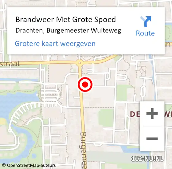 Locatie op kaart van de 112 melding: Brandweer Met Grote Spoed Naar Drachten, Burgemeester Wuiteweg op 15 november 2021 10:24