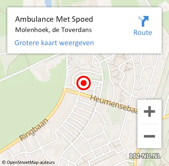 Locatie op kaart van de 112 melding: Ambulance Met Spoed Naar Molenhoek, de Toverdans op 29 juni 2014 12:12