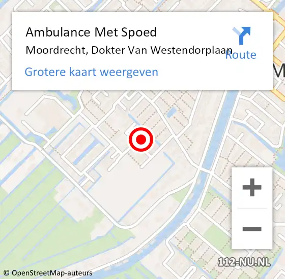 Locatie op kaart van de 112 melding: Ambulance Met Spoed Naar Moordrecht, Dokter Van Westendorplaan op 15 november 2021 11:23