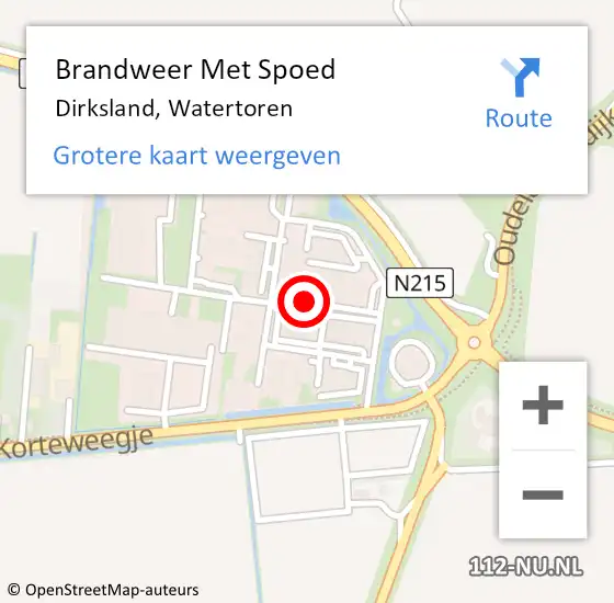 Locatie op kaart van de 112 melding: Brandweer Met Spoed Naar Dirksland, Watertoren op 15 november 2021 11:25