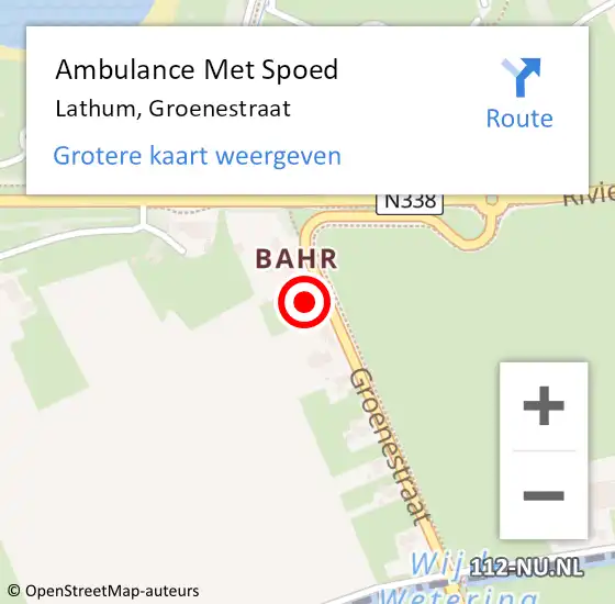 Locatie op kaart van de 112 melding: Ambulance Met Spoed Naar Lathum, Groenestraat op 15 november 2021 11:52