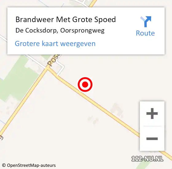 Locatie op kaart van de 112 melding: Brandweer Met Grote Spoed Naar De Cocksdorp, Oorsprongweg op 15 november 2021 12:12