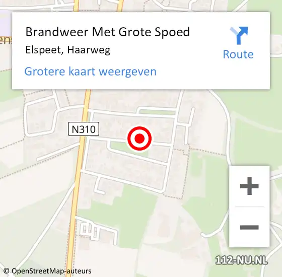 Locatie op kaart van de 112 melding: Brandweer Met Grote Spoed Naar Elspeet, Haarweg op 15 november 2021 12:33