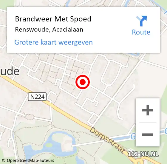 Locatie op kaart van de 112 melding: Brandweer Met Spoed Naar Renswoude, Acacialaan op 15 november 2021 12:51