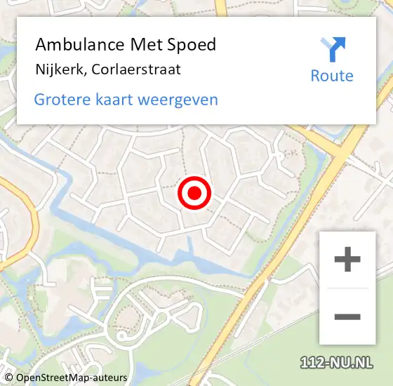 Locatie op kaart van de 112 melding: Ambulance Met Spoed Naar Nijkerk, Corlaerstraat op 15 november 2021 13:07