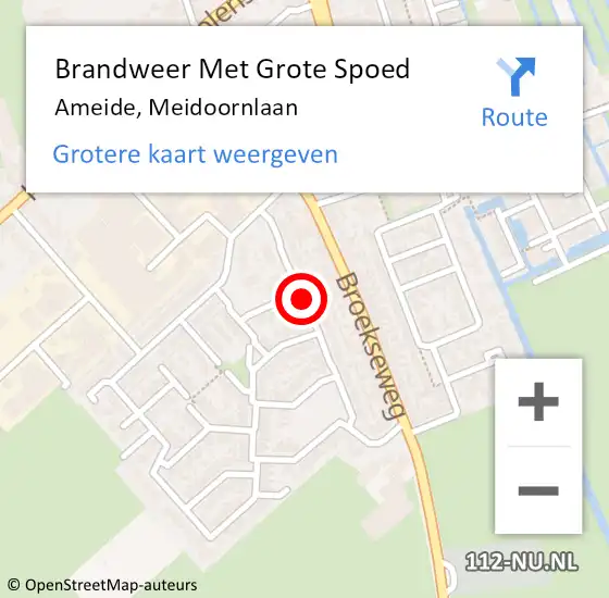 Locatie op kaart van de 112 melding: Brandweer Met Grote Spoed Naar Ameide, Meidoornlaan op 15 november 2021 13:08