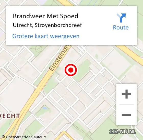 Locatie op kaart van de 112 melding: Brandweer Met Spoed Naar Utrecht, Stroyenborchdreef op 15 november 2021 13:37