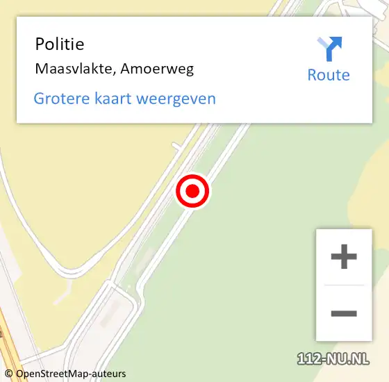 Locatie op kaart van de 112 melding: Politie Maasvlakte, Amoerweg op 15 november 2021 14:00