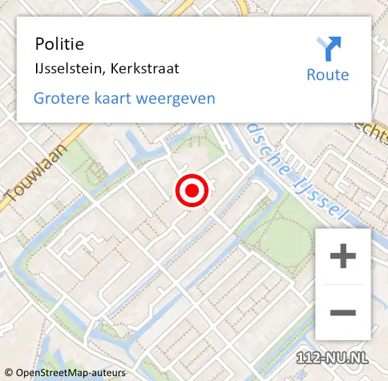 Locatie op kaart van de 112 melding: Politie IJsselstein, Kerkstraat op 15 november 2021 14:16