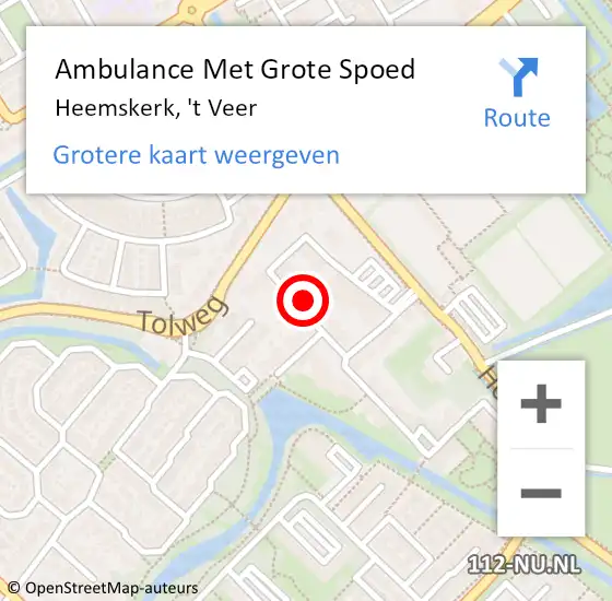 Locatie op kaart van de 112 melding: Ambulance Met Grote Spoed Naar Heemskerk, 't Veer op 15 november 2021 14:32